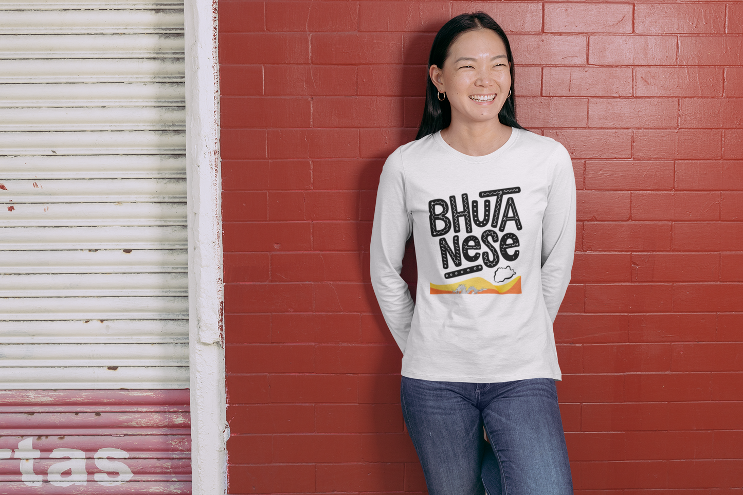 Bhutanese Long Sleeve Tee | Unisex Cotton Shirt | Design 1