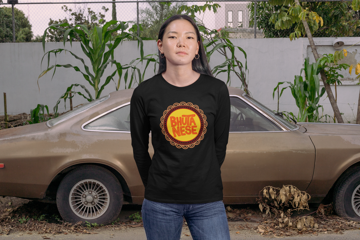 Bhutanese Long Sleeve Tee | Unisex Cotton Shirt | Design 3