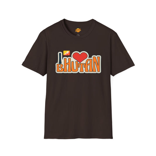I Love Bhutan Graphic Tee | Unisex Softstyle Shirt