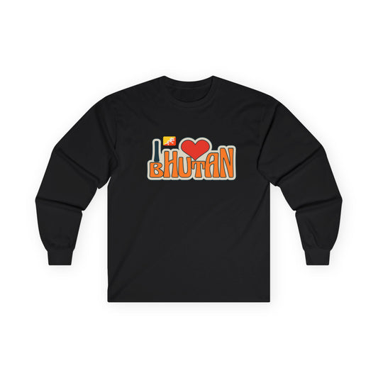 I Love Bhutan Long Sleeve Tee | Unisex Cotton Shirt