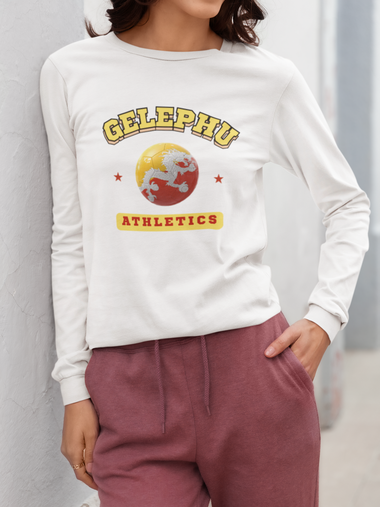 Gelephu Soccer Long Sleeve Tee | Unisex Cotton Shirt | Design 1