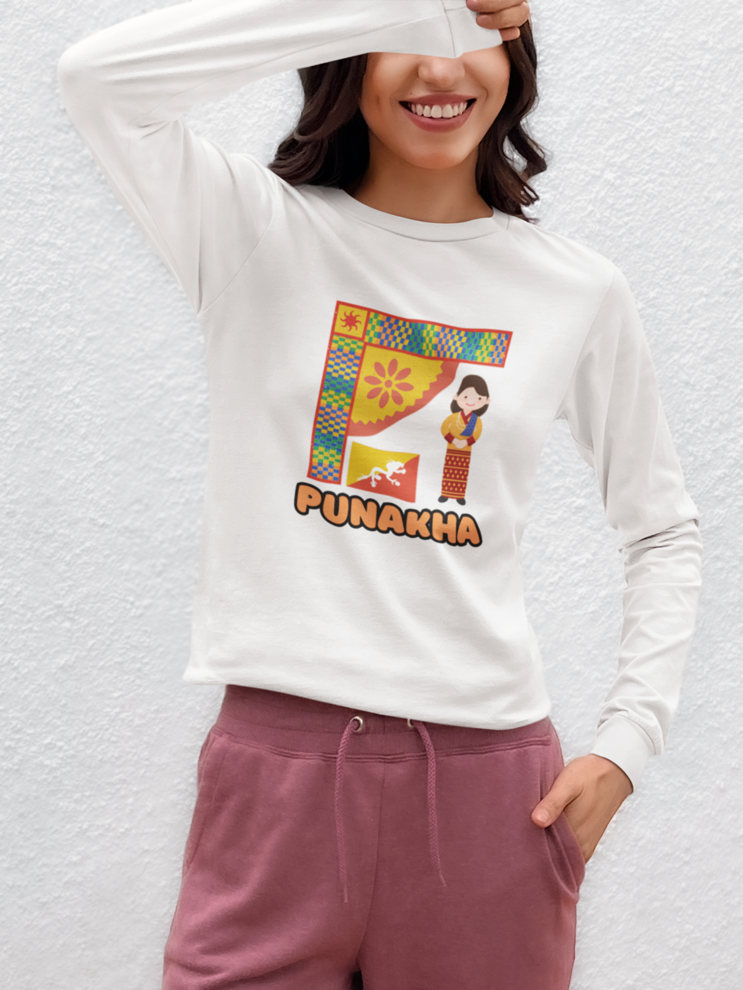 Punakha Long Sleeve Tee | Unisex Cotton Shirt | Design 1