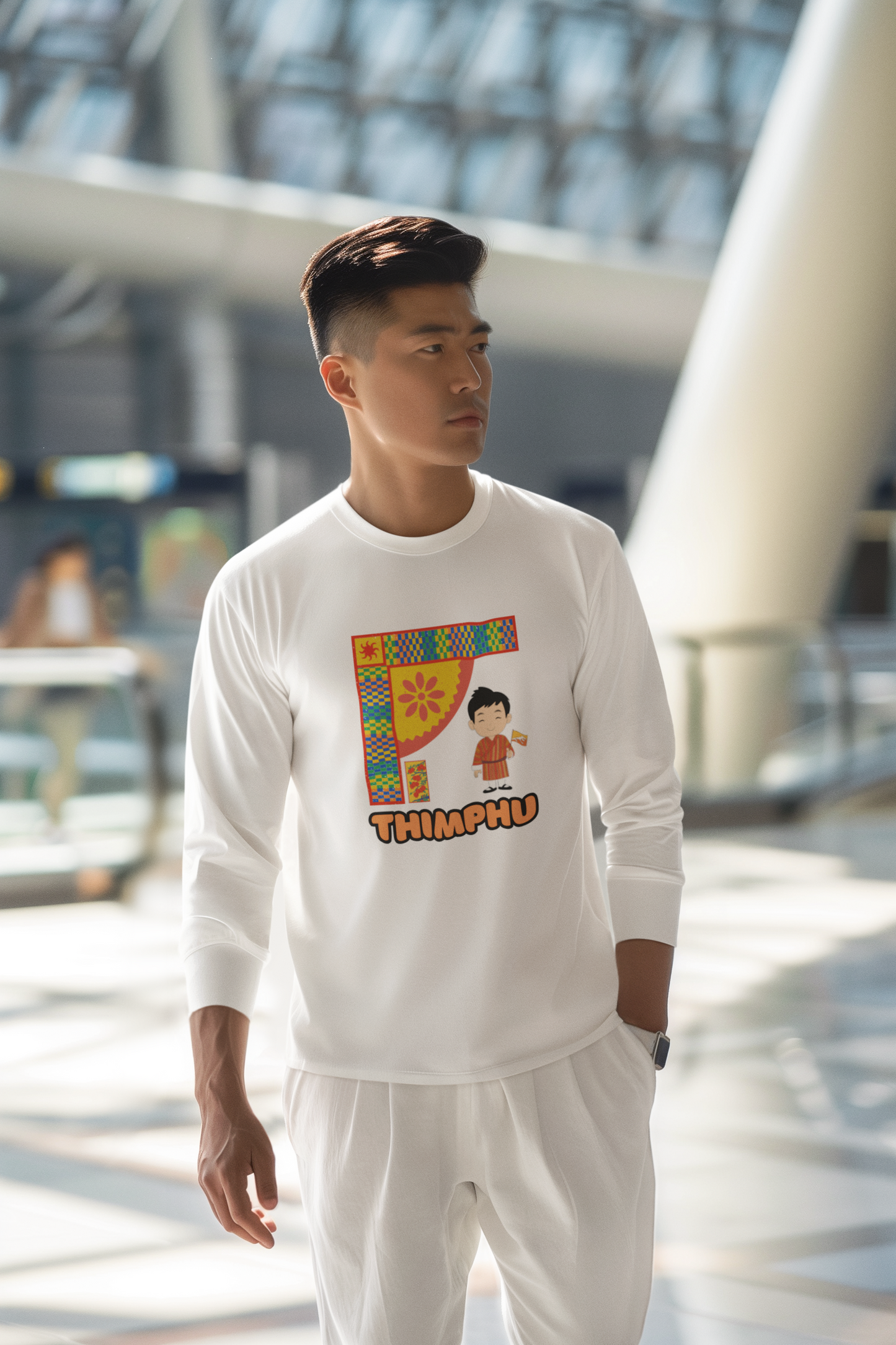 Thimphu Long Sleeve Tee | Unisex Cotton Shirt | Design 2