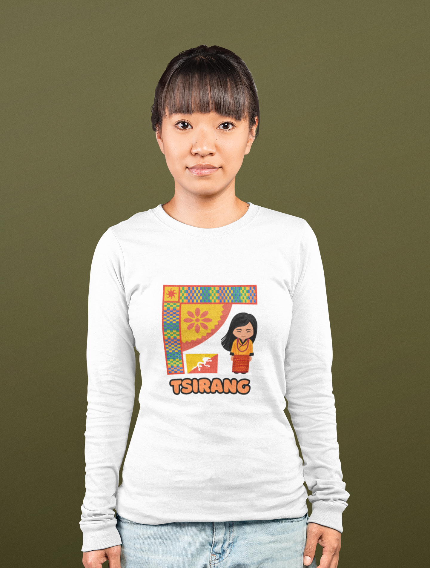 Tsirang Long Sleeve Tee | Unisex Cotton Shirt | Design 1