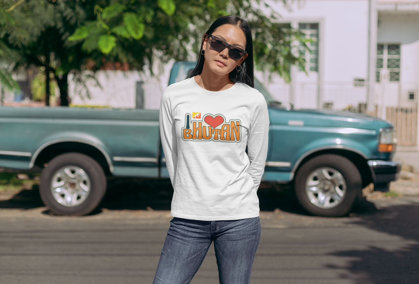 I Love Bhutan Long Sleeve Tee | Unisex Cotton Shirt