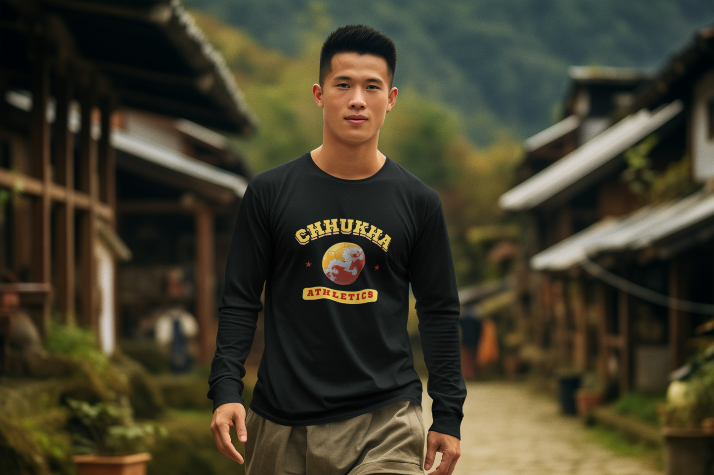 Chhukha Soccer Long Sleeve Tee | Unisex Cotton Shirt